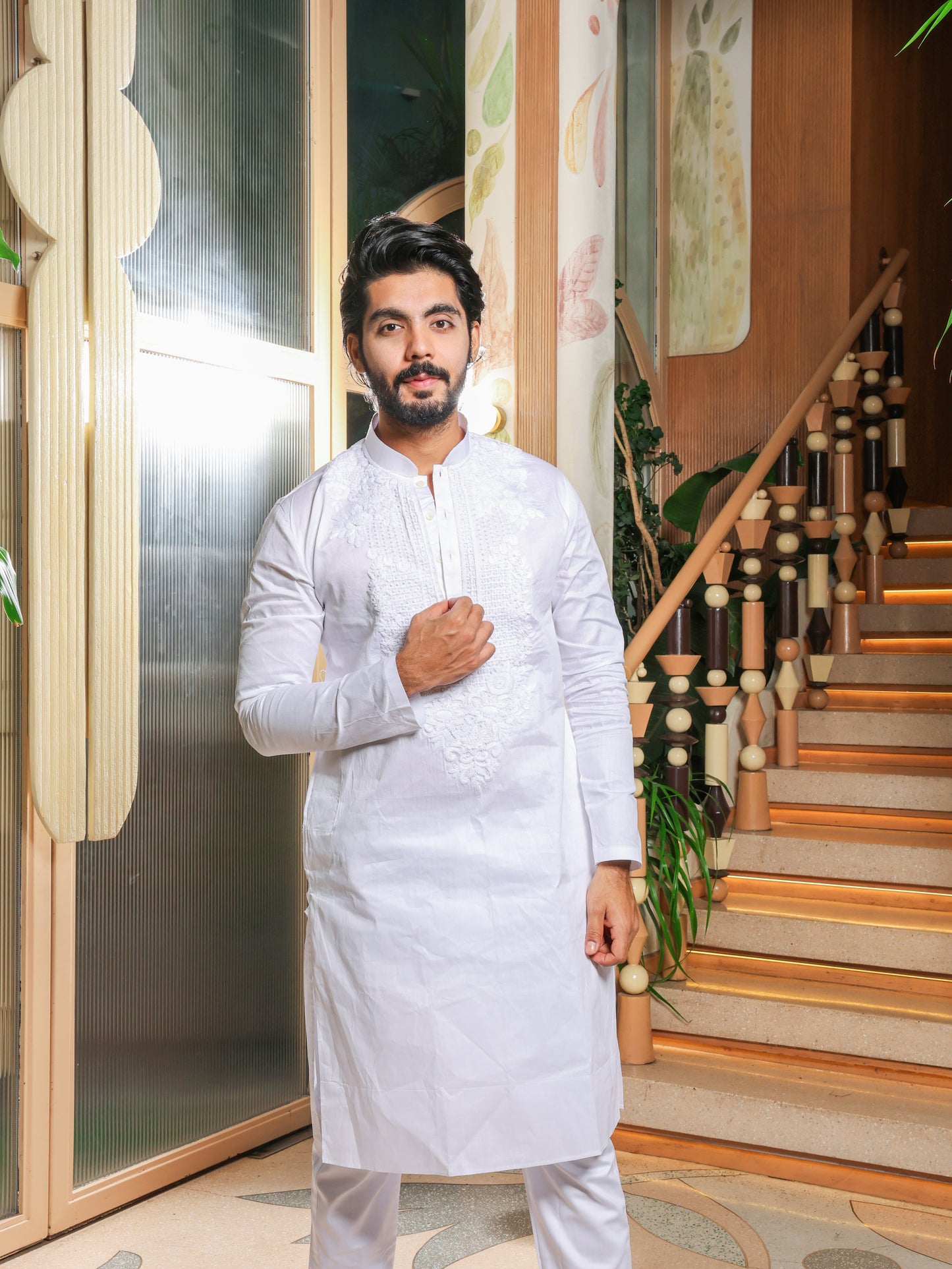 Kurta Combination hand embroidery with French knots