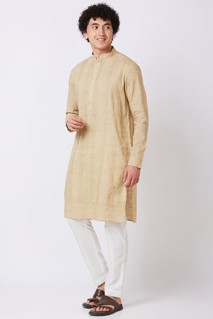 Kurta Linen Khaki Pintucks