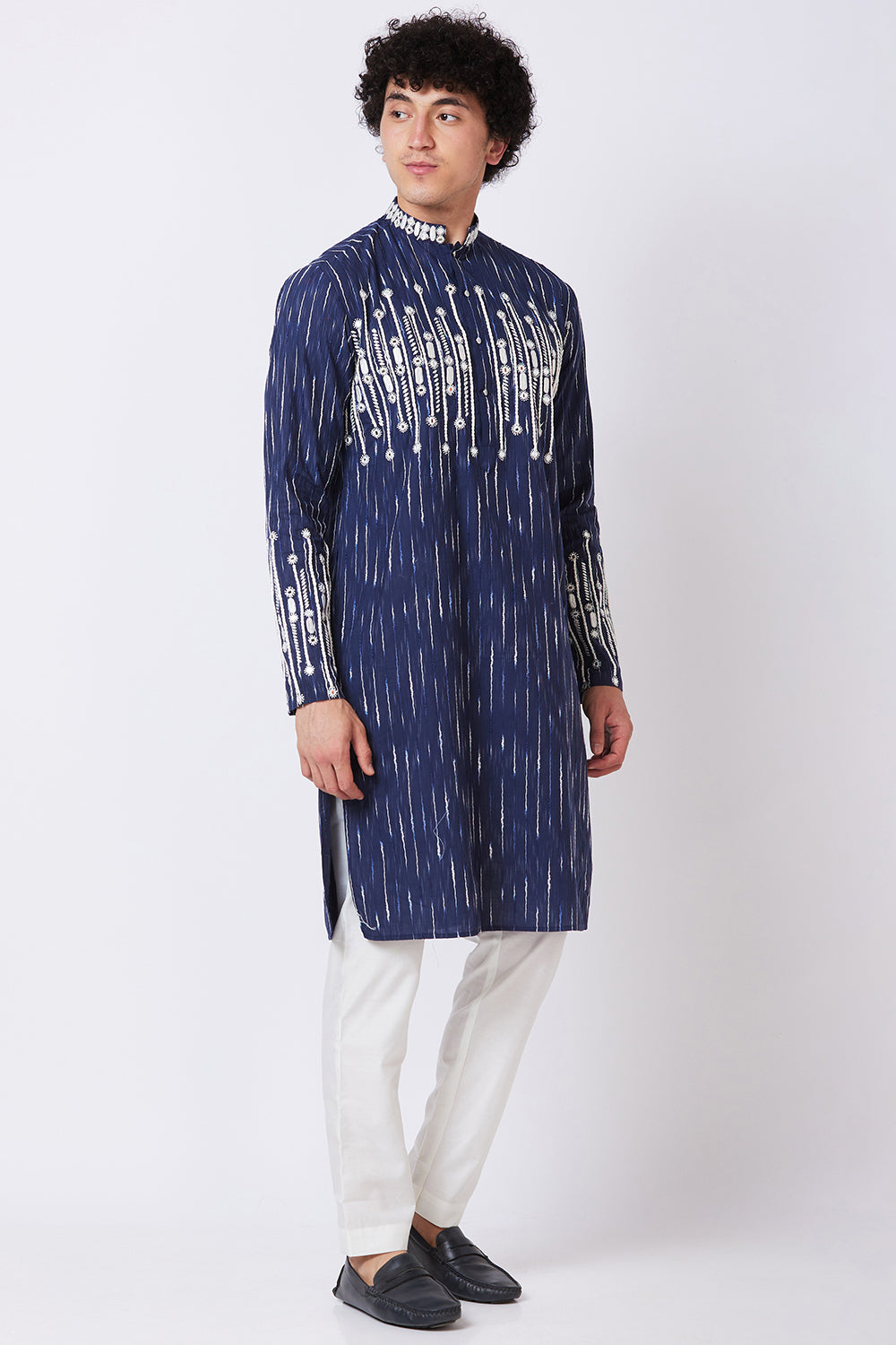 Kurta Navy with Thread Embroidery and mirror work