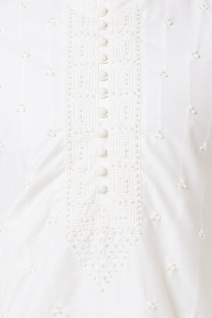 Kurta White with French knot hand embroidery