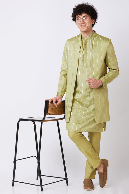 Indo Western with vertical gold embroidery with kurta set