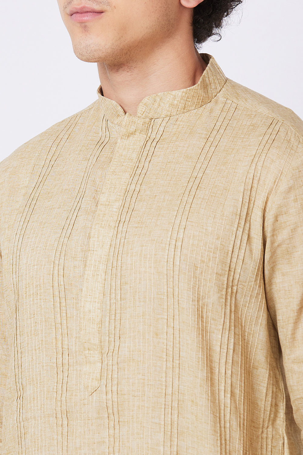 Kurta Linen Khaki Pintucks