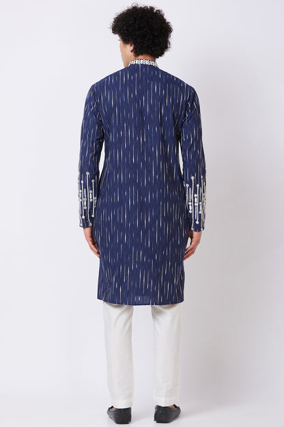 Kurta Navy with Thread Embroidery and mirror work