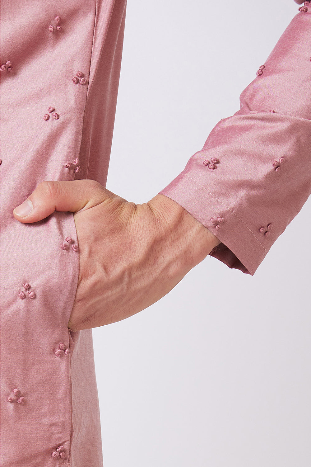 Purple Kurta with French knot hand embroidery