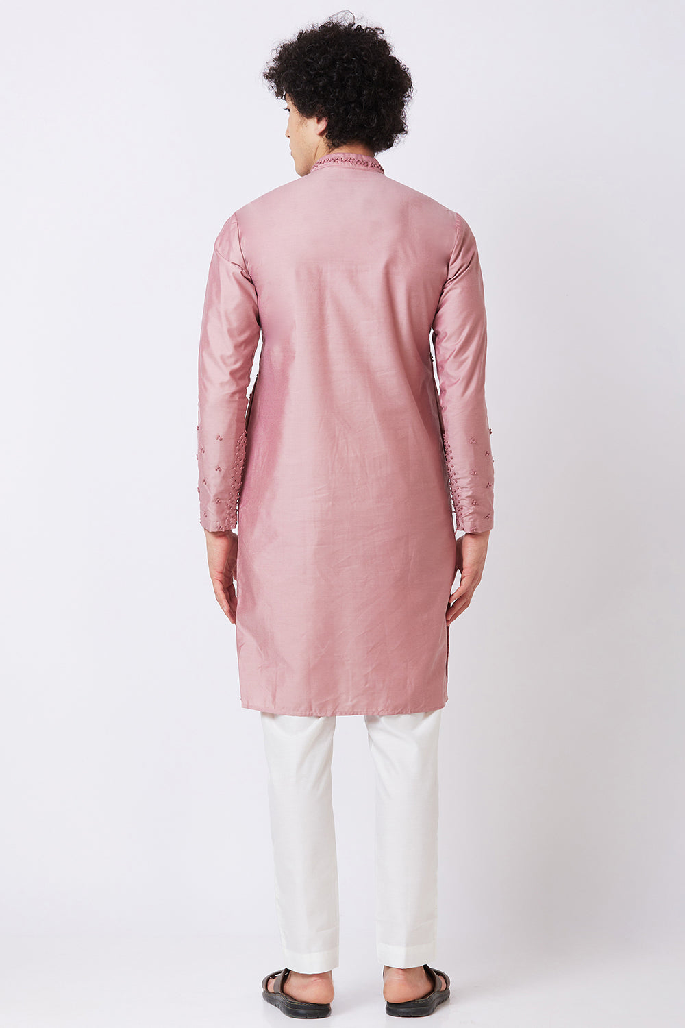 Purple Kurta with French knot hand embroidery