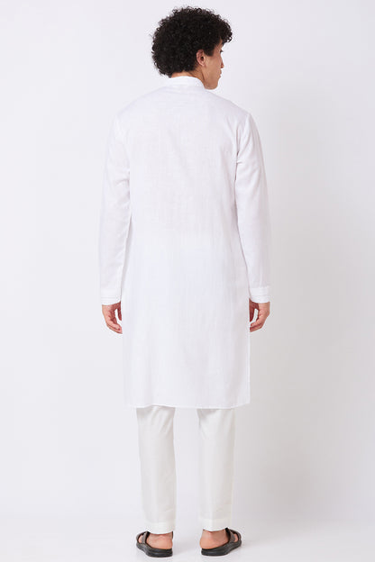 Kurta Linen White Pintucks