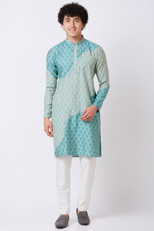 Kurta Mint Blue Cotton Jacquard