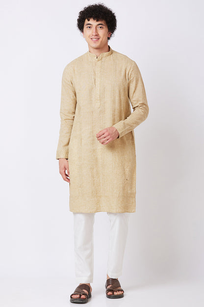 Kurta Linen Khaki Pintucks