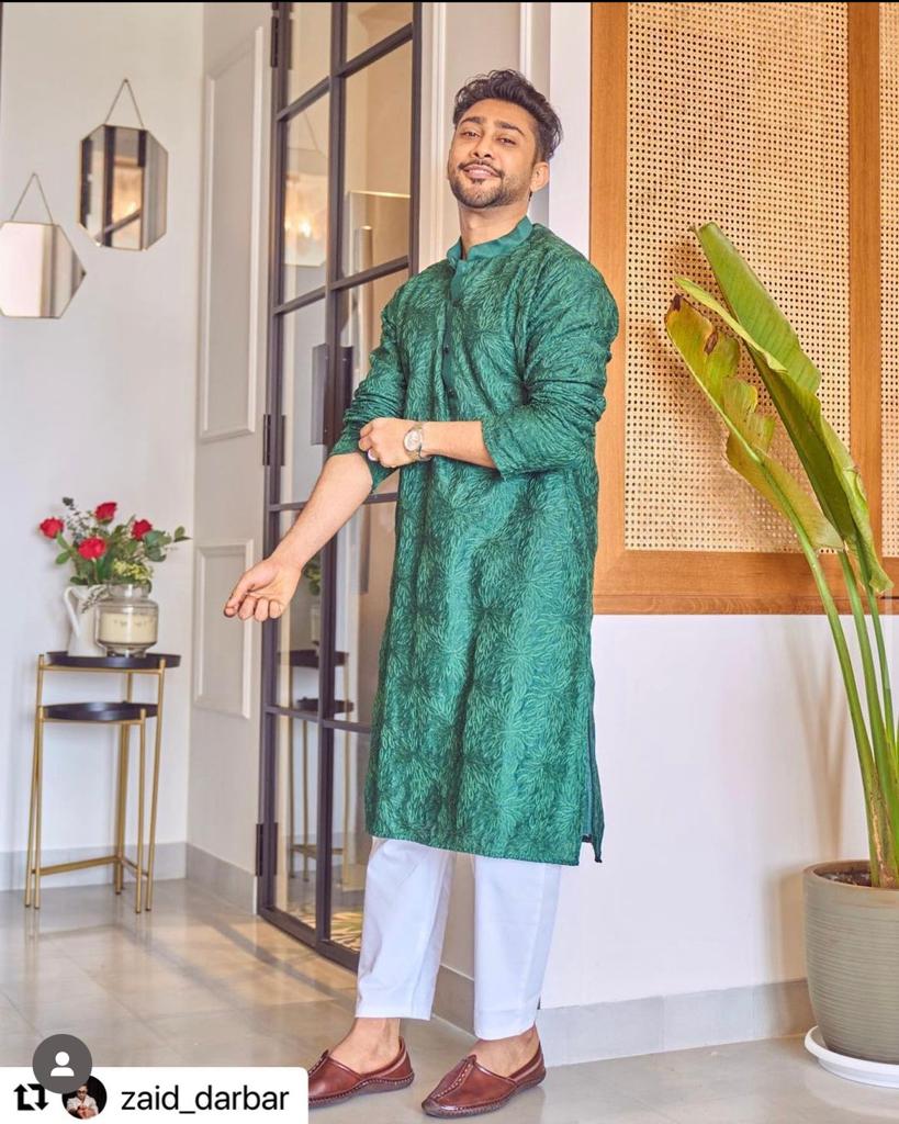 Kurta Green Leaf Embroidery