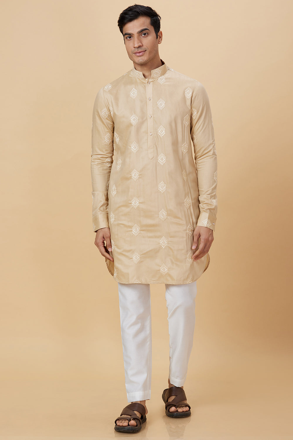 Kurta Khakhi placement Embroidery