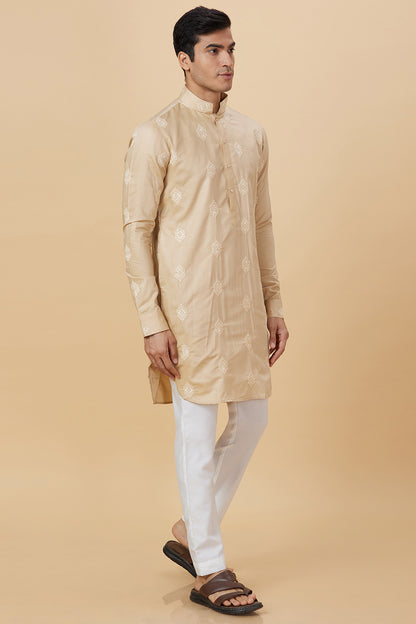 Kurta Khakhi placement Embroidery