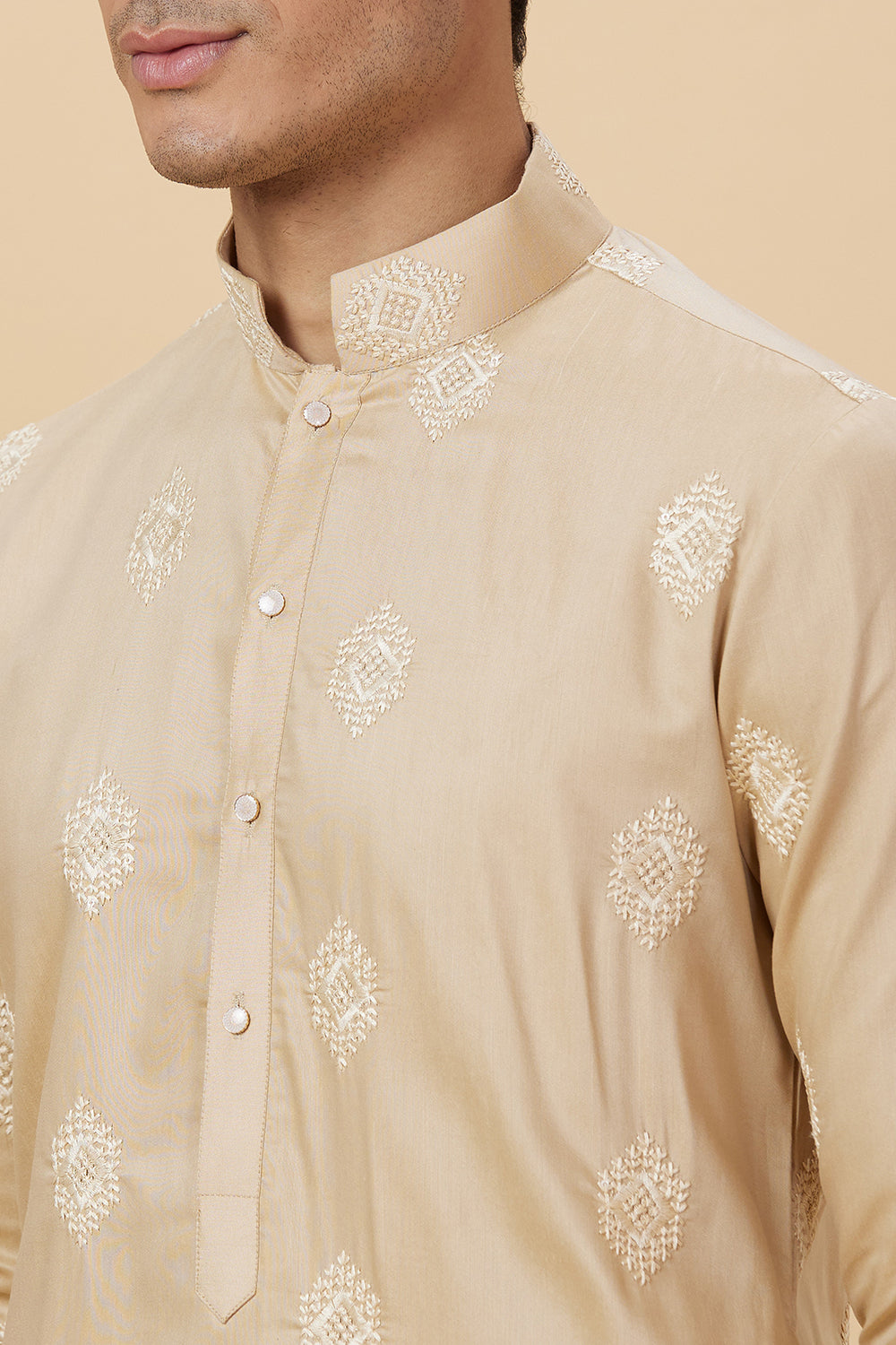 Kurta Khakhi placement Embroidery