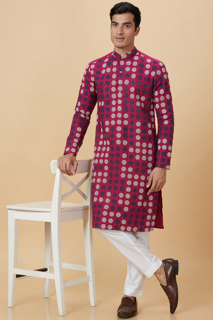 Kurta with Black & white polka Embroidery