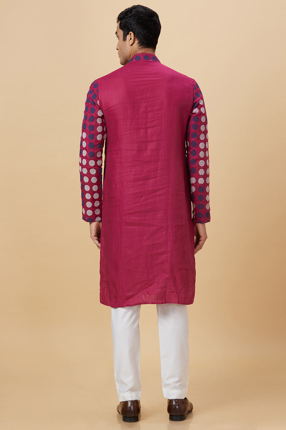 Kurta with Black & white polka Embroidery