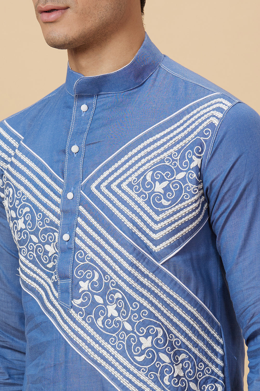 Kurta Denim look Thread Embroidery