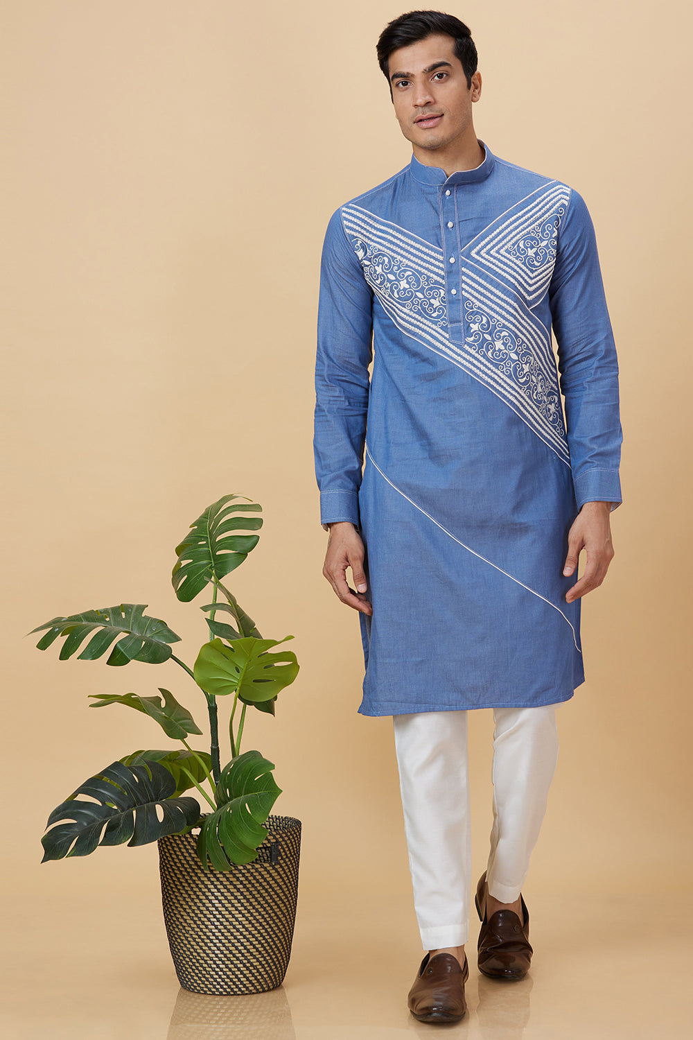 Kurta Denim look Thread Embroidery