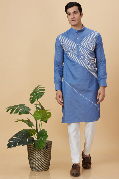 Kurta Denim look Thread Embroidery