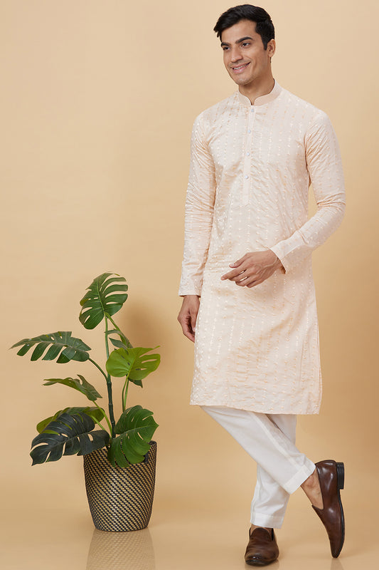 Kurta Peach Diya Embroidery