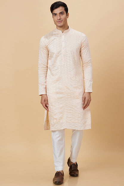 Kurta Peach Diya Embroidery