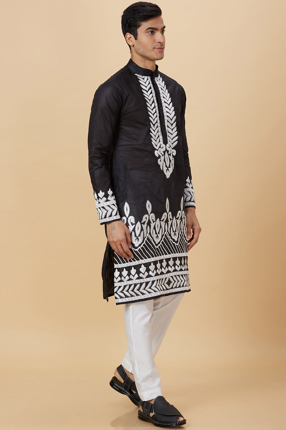 Kurta with Embroidery on Yoke and bottom with mirror work