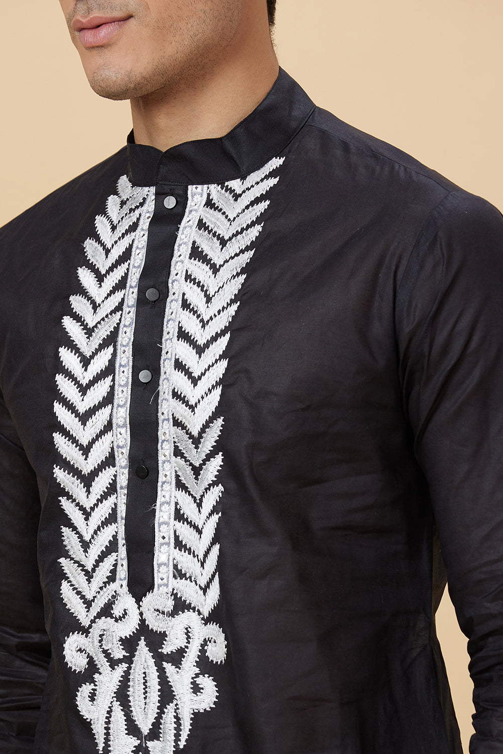 Kurta with Embroidery on Yoke and bottom with mirror work