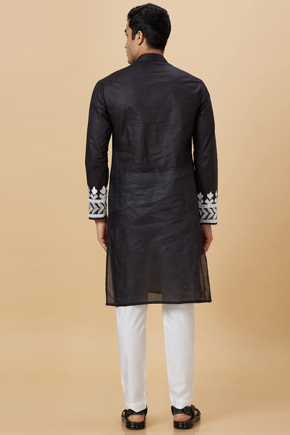 Kurta with Embroidery on Yoke and bottom with mirror work