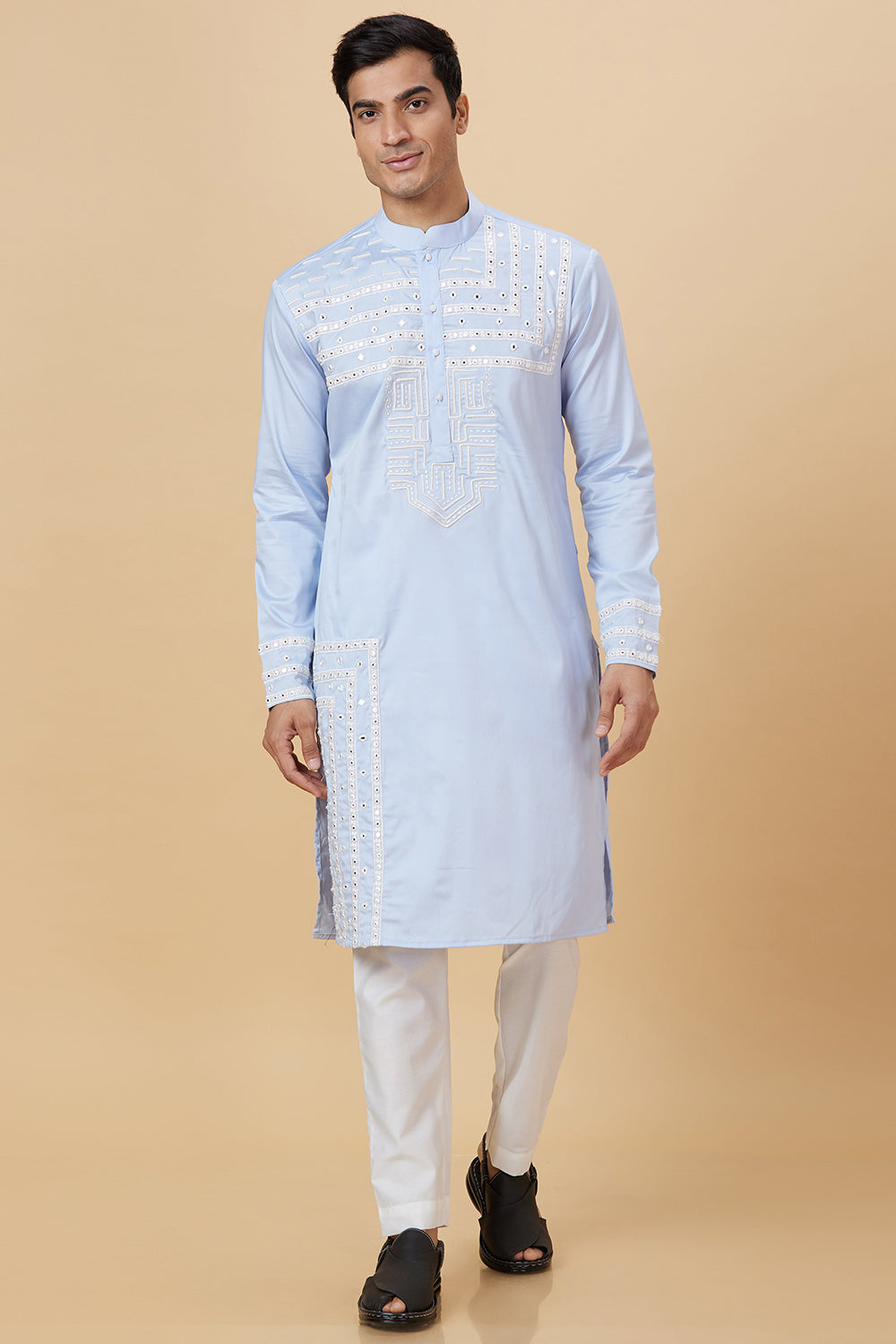 Kurta with Embroidery on front and  bottom with mirror work detailing