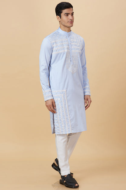 Kurta with Embroidery on front and  bottom with mirror work detailing