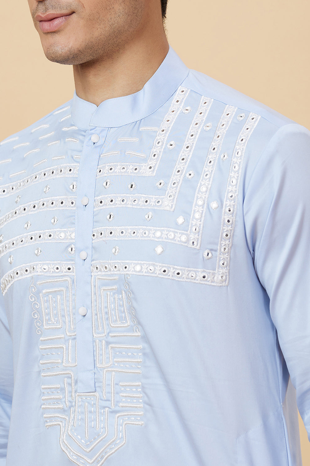 Kurta with Embroidery on front and  bottom with mirror work detailing