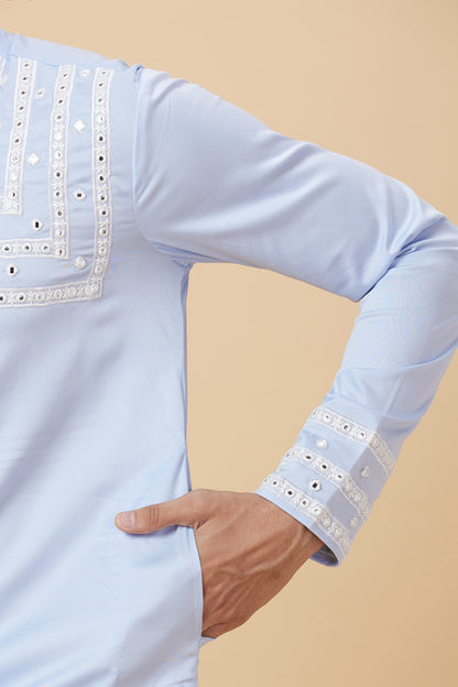 Kurta with Embroidery on front and  bottom with mirror work detailing