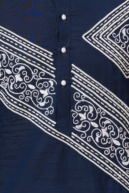 Kurta with stitch and applique details giving a Denim  look