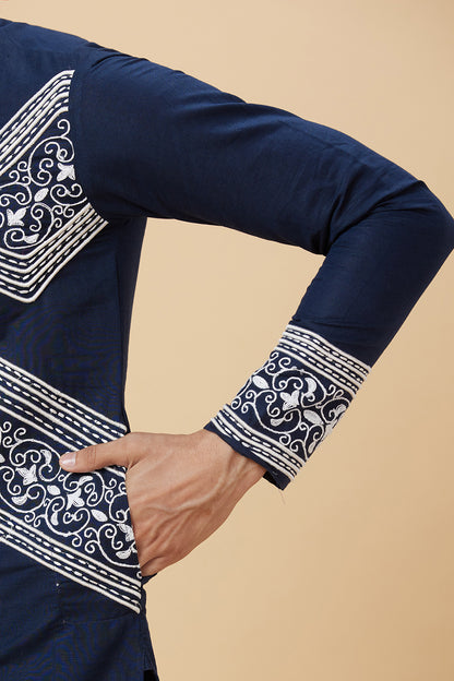 Kurta with stitch and applique details giving a Denim  look