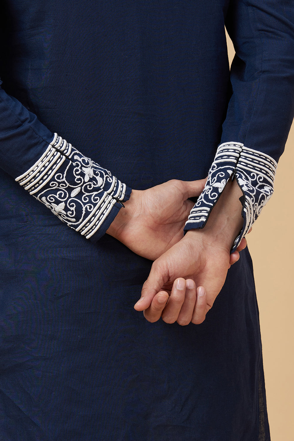 Kurta with stitch and applique details giving a Denim  look