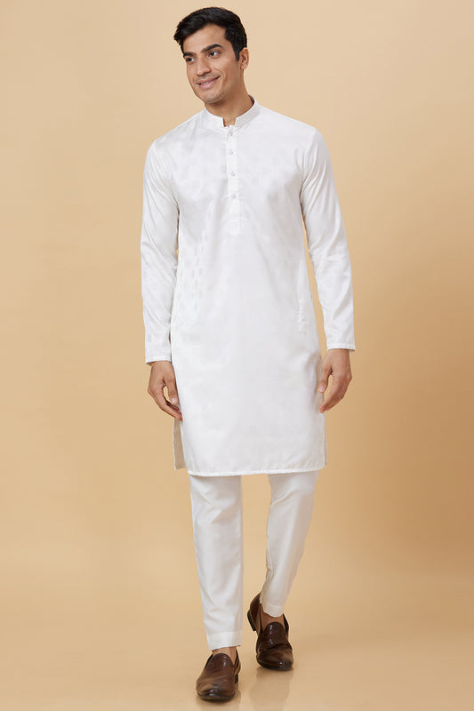 Kurta White Jacquard Circle