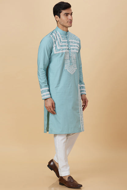 Kurta with Embroidery on front and  bottom with mirror work detailing