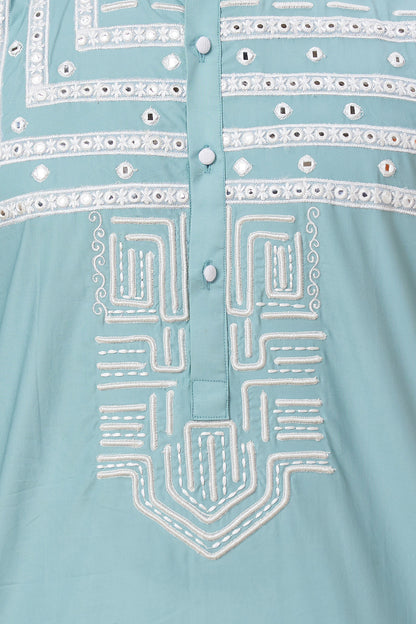 Kurta with Embroidery on front and  bottom with mirror work detailing