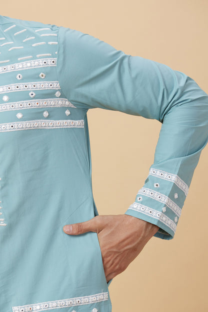 Kurta with Embroidery on front and  bottom with mirror work detailing