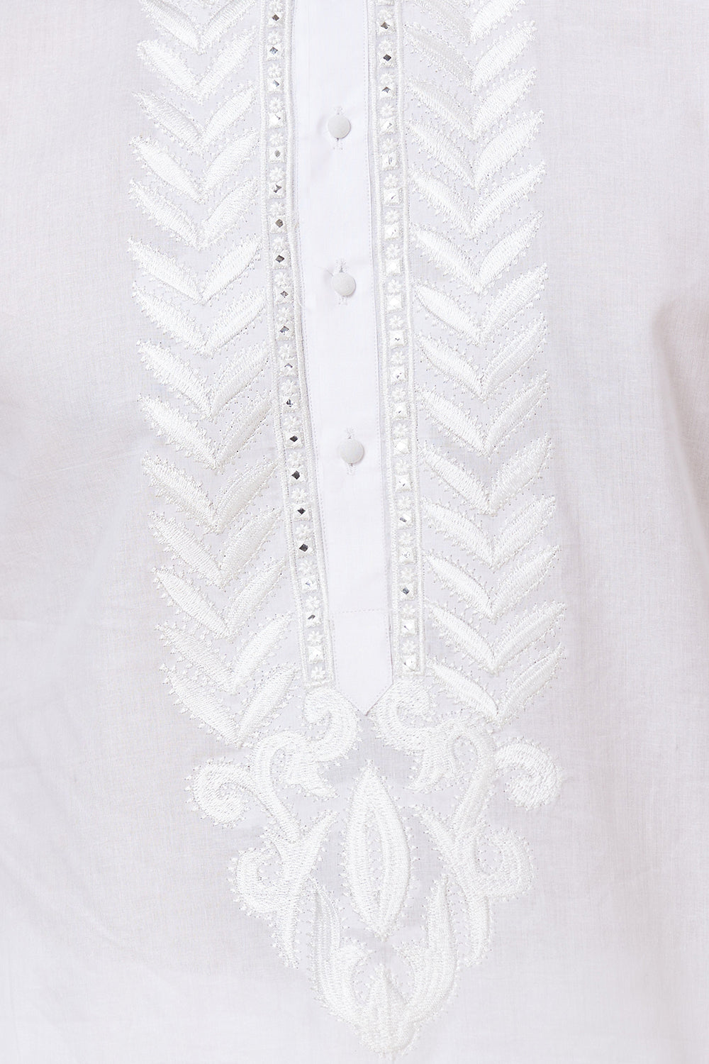 Kurta with Embroidery on Yoke and bottom with mirror work detailing