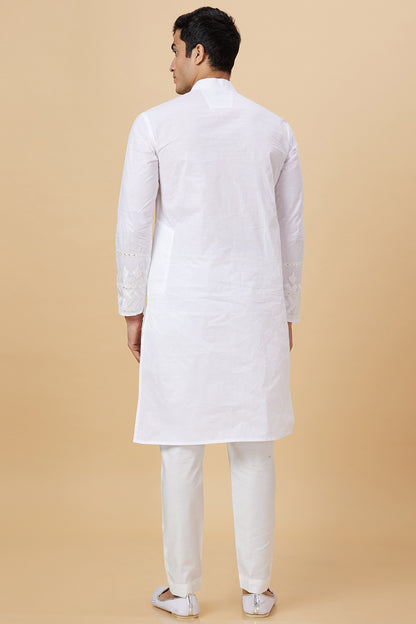 Kurta with Embroidery on Yoke and bottom with mirror work detailing