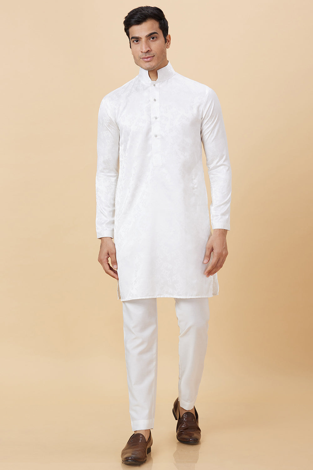 Kurta Jacquard Floral High Collar