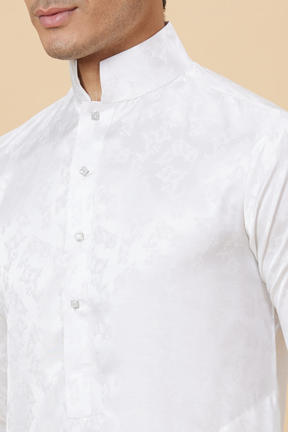 Kurta Jacquard Floral High Collar