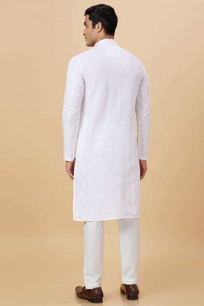 Kurta Cream Potli Button Self-Embroidery