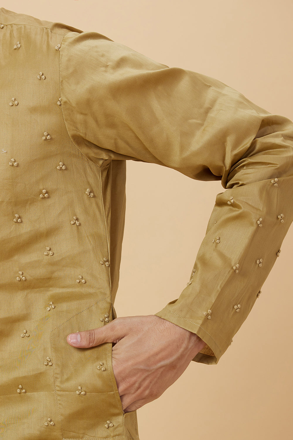 Kurta with French knot hand embroidery