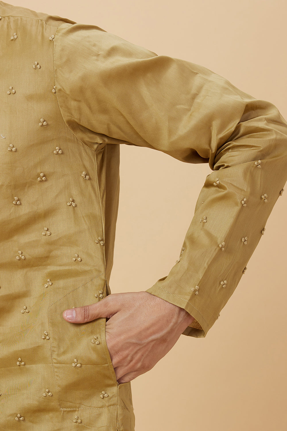 Kurta with French knot hand embroidery