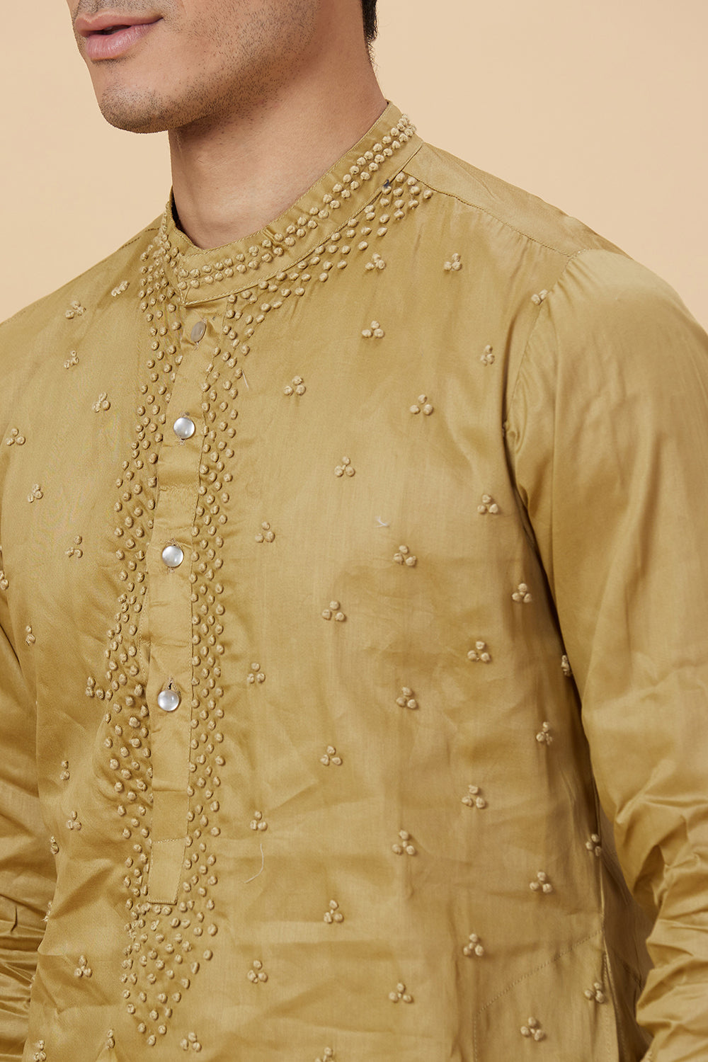 Kurta with French knot hand embroidery