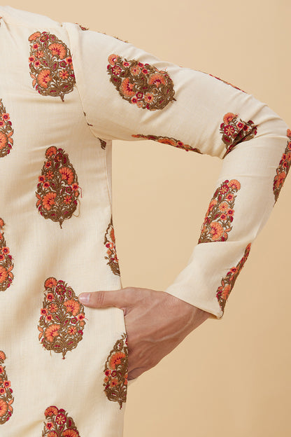 Kurta Cream placement Embroidery