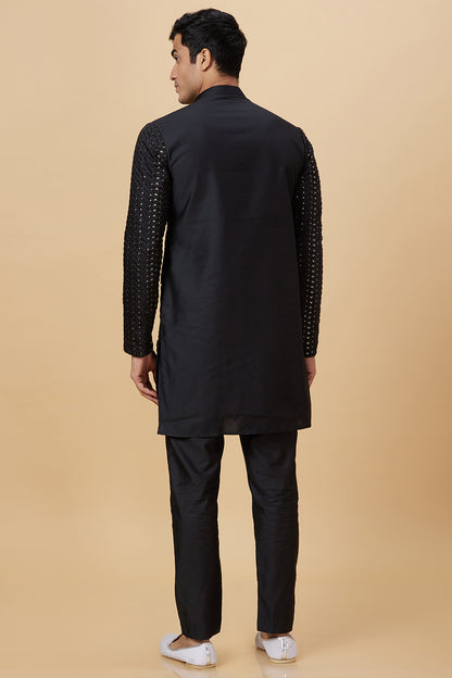 Kurta Black Zig Zag Sequence Embroidery