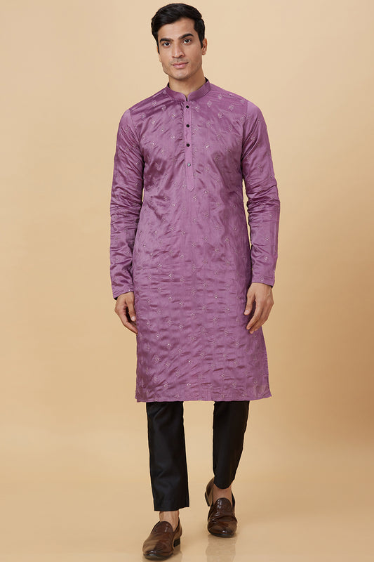 Mauve Kurta with Kite shaped mirror Embellished work