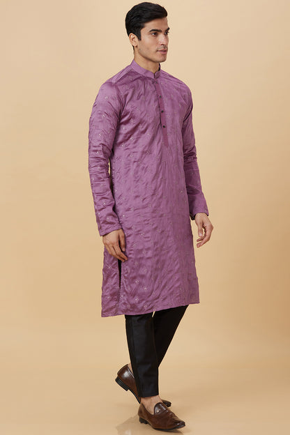 Mauve Kurta with Kite shaped mirror Embellished work