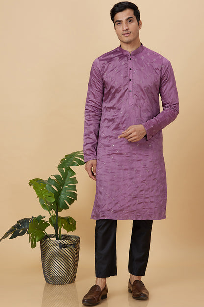 Mauve Kurta with Kite shaped mirror Embellished work